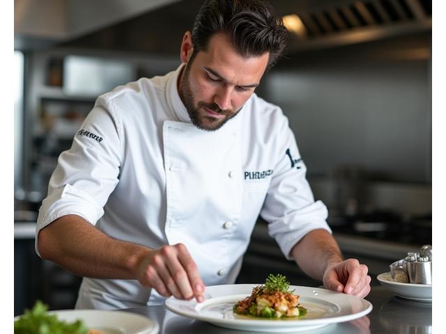 Küchenchef des Alpenblick Restaurants bei der Kreation eines Gourmet-Gerichts