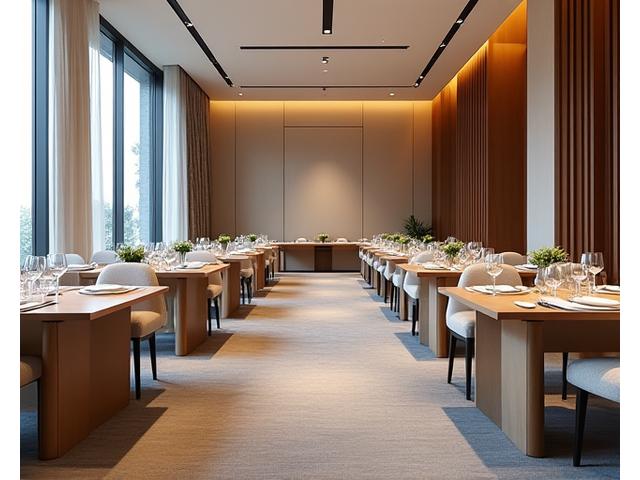 Eleganter Konferenzraum, bereit für ein Geschäftstreffen oder Event