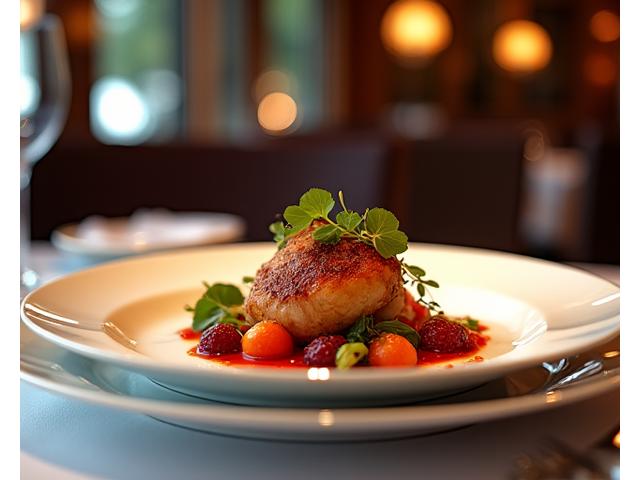 Gourmetgericht in einem eleganten Restaurantambiente